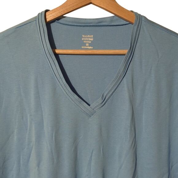 NWT Valerie Stevens Baby Blue V-Neck Cotton Tee – 2X! 0121 - Picture 4 of 8